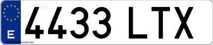 Ejemplo de matrícula española 4433 LTX
