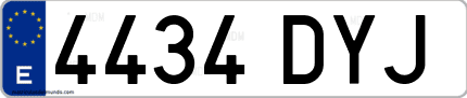 Ejemplo de matrícula de coche ordinaria 4434 DYJ