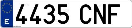 Ejemplo de matrícula española 4435 CNF