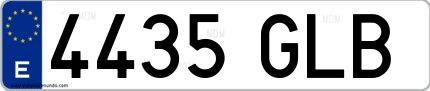 Ejemplo de matrícula española 4435 GLB