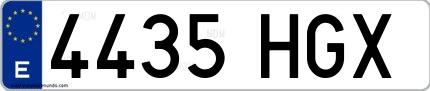 Ejemplo de matrícula española 4435 HGX
