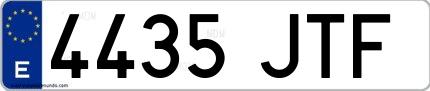 Ejemplo de matrícula de coche ordinaria 4435 JTF
