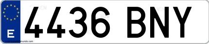 Ejemplo de matrícula española 4436 BNY