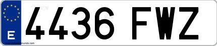 Ejemplo de matrícula española 4436 FWZ
