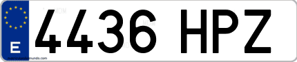 Ejemplo de matrícula de coche ordinaria 4436 HPZ