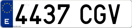 Ejemplo de matrícula de coche ordinaria 4437 CGV
