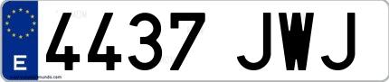 Ejemplo de matrícula española 4437 JWJ