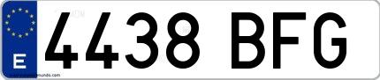 Ejemplo de matrícula española 4438 BFG