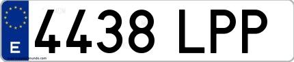 Ejemplo de matrícula española 4438 LPP