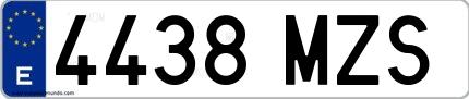 Ejemplo de matrícula española 4438 MZS