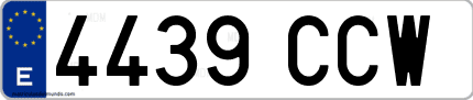 Ejemplo de matrícula de coche ordinaria 4439 CCW