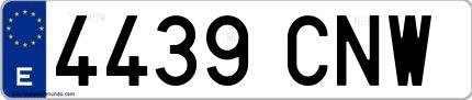 Ejemplo de matrícula española 4439 CNW