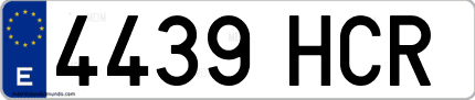Ejemplo de matrícula de coche ordinaria 4439 HCR