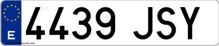 Ejemplo de matrícula de coche ordinaria 4439 JSY