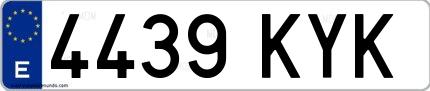 Ejemplo de matrícula española 4439 KYK