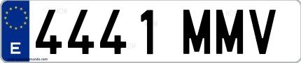 Ejemplo de matrícula española 4441 MMV