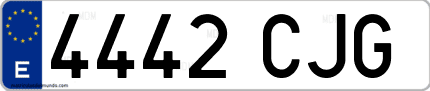 Ejemplo de matrícula de coche ordinaria 4442 CJG
