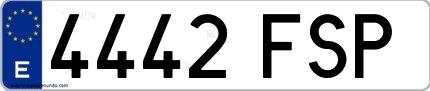 Ejemplo de matrícula española 4442 FSP