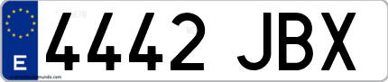 Ejemplo de matrícula de coche ordinaria 4442 JBX
