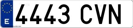 Ejemplo de matrícula española 4443 CVN