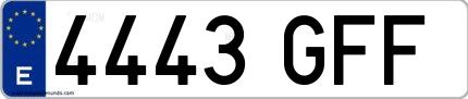Ejemplo de matrícula de coche ordinaria 4443 GFF