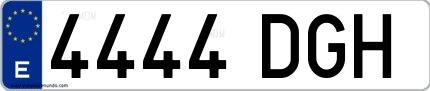 Ejemplo de matrícula española 4444 DGH