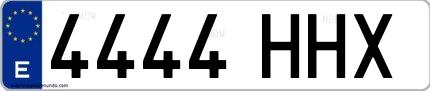 Ejemplo de matrícula española 4444 HHX