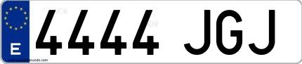 Ejemplo de matrícula de coche ordinaria 4444 JGJ