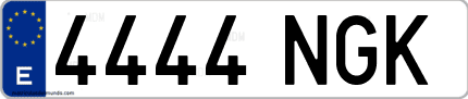 Ejemplo de matrícula de coche ordinaria 4444 NGK