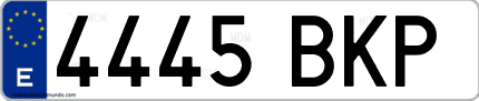 Ejemplo de matrícula de coche ordinaria 4445 BKP