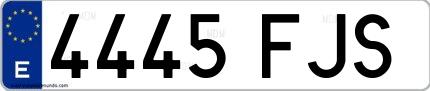 Ejemplo de matrícula de coche ordinaria 4445 FJS