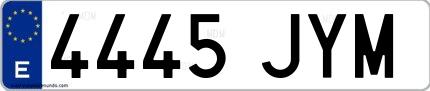 Ejemplo de matrícula española 4445 JYM