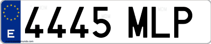 Ejemplo de matrícula de coche ordinaria 4445 MLP