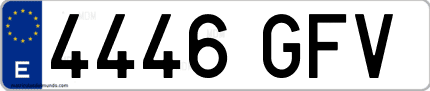 Ejemplo de matrícula de coche ordinaria 4446 GFV
