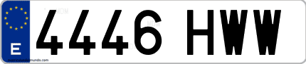 Ejemplo de matrícula de coche ordinaria 4446 HWW