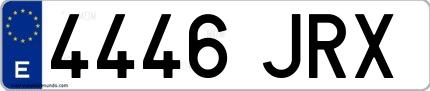 Ejemplo de matrícula española 4446 JRX
