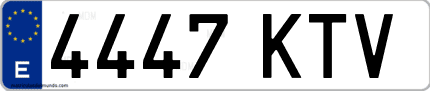 Ejemplo de matrícula de coche ordinaria 4447 KTV