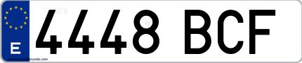 Ejemplo de matrícula de coche ordinaria 4448 BCF
