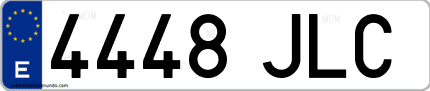 Ejemplo de matrícula de coche ordinaria 4448 JLC
