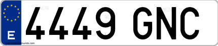 Ejemplo de matrícula de coche ordinaria 4449 GNC