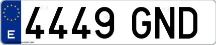 Ejemplo de matrícula española 4449 GND