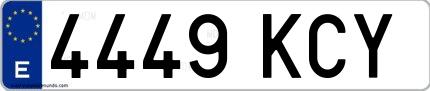 Ejemplo de matrícula de coche ordinaria 4449 KCY