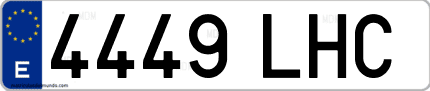Ejemplo de matrícula de coche ordinaria 4449 LHC
