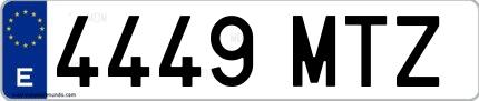 Ejemplo de matrícula española 4449 MTZ