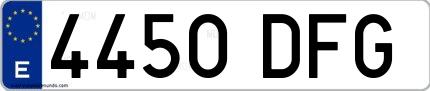 Ejemplo de matrícula española 4450 DFG