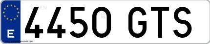 Ejemplo de matrícula española 4450 GTS