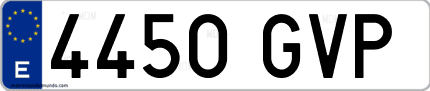 Ejemplo de matrícula de coche ordinaria 4450 GVP