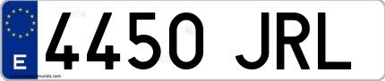 Ejemplo de matrícula española 4450 JRL