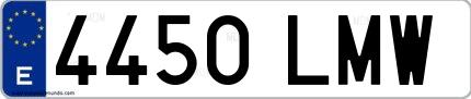 Ejemplo de matrícula española 4450 LMW
