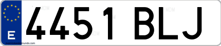 Ejemplo de matrícula de coche ordinaria 4451 BLJ